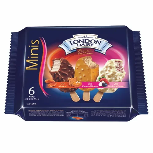 London Dairy Muiltipack Almond Caramel Biscuit And Berries Ice Cream 6X60ML