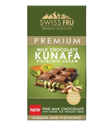 Swiss Fru Premium Milk Chocolate Kunafa Pistachio Cream 150 Gm