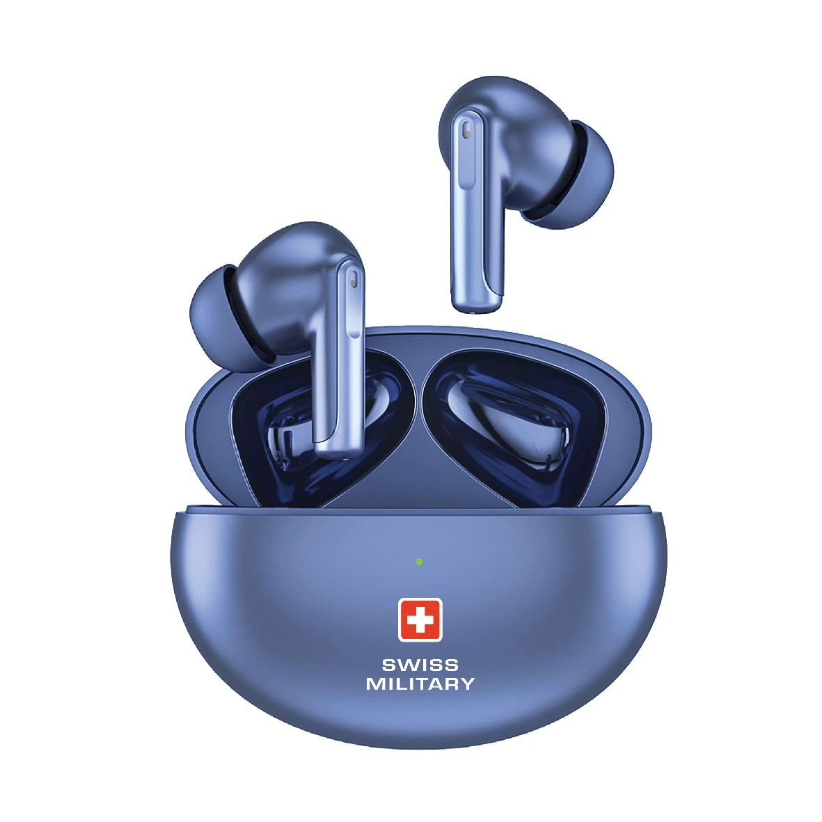 Swiss Military Wireless charging Stereo Earbuds with ANC-ENC Color Blue