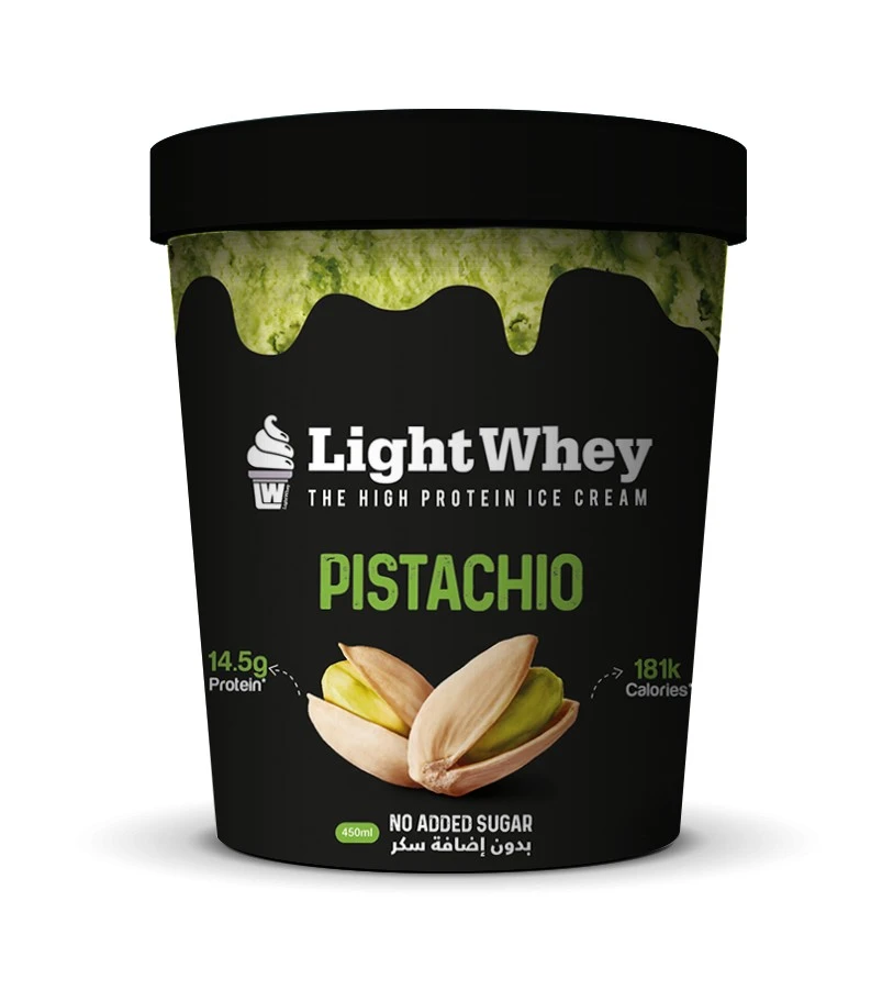 Light Whey Protein Ice Cream Cup Pistachio No Added Sugar 450 Ml