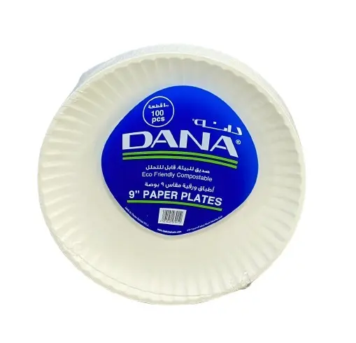 Dana 9" Uncoated Paper Plate White 100 Pieces - view 1