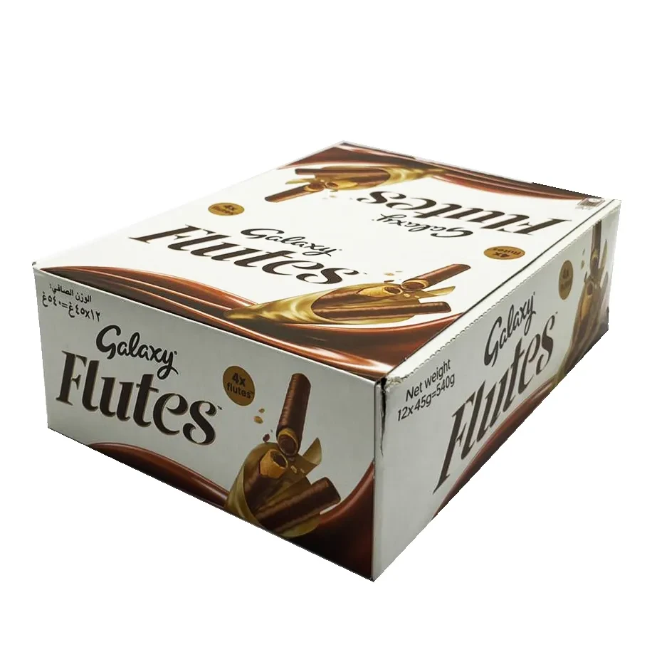 Galaxy Flutes Wafer With Chocolate 4 Fingers Box 12 Pcs 45 gm