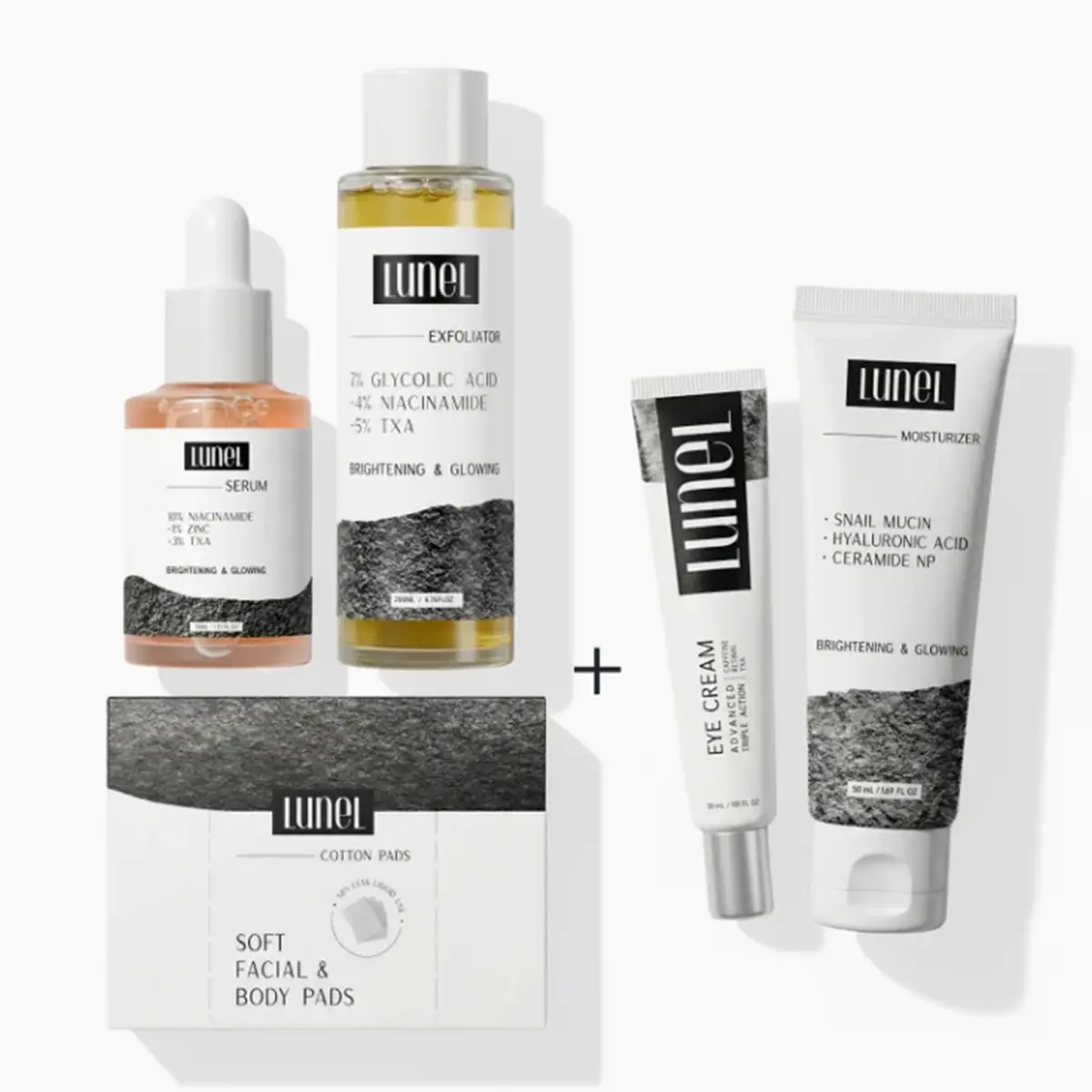 LUNEL Complete Set (Exfoliator 200 ml + Serum 30 ml + Cotton Pads 60 pcs + Eye Cream 30 ml + Moisturizer 50 ml) - view 1