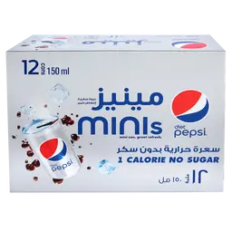 بيبسى مينيز مشروب غازي دايت مجموعة 12 حبة 150 مل
