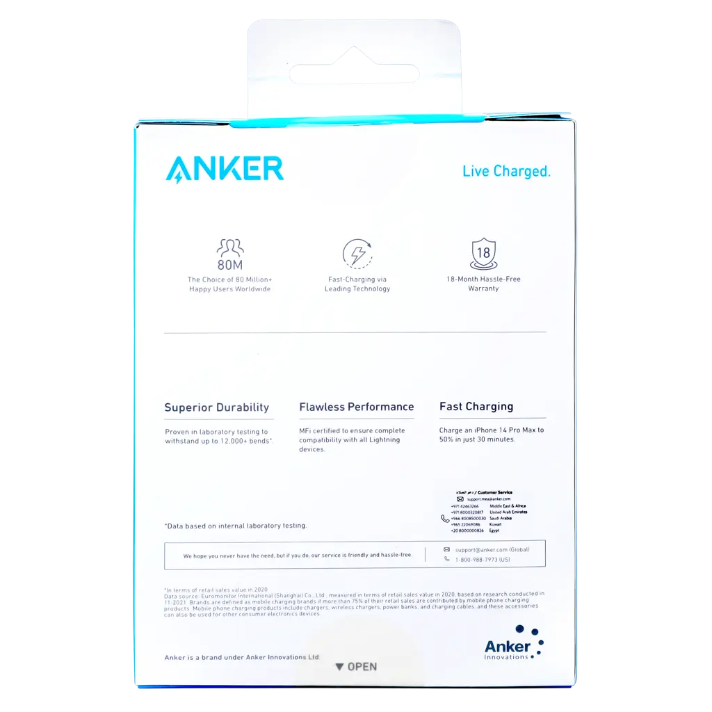 Anker 322 USBC to Lightning Connector Cable (Braided 3 ft) White - view 4