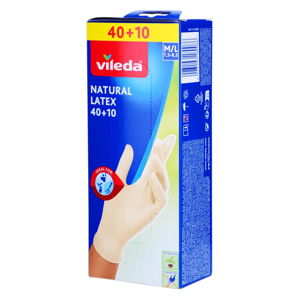 Vileda Latex Disposable Gloves 40+10 Free M/L Size Powderfree Rubber Gloves - view 1
