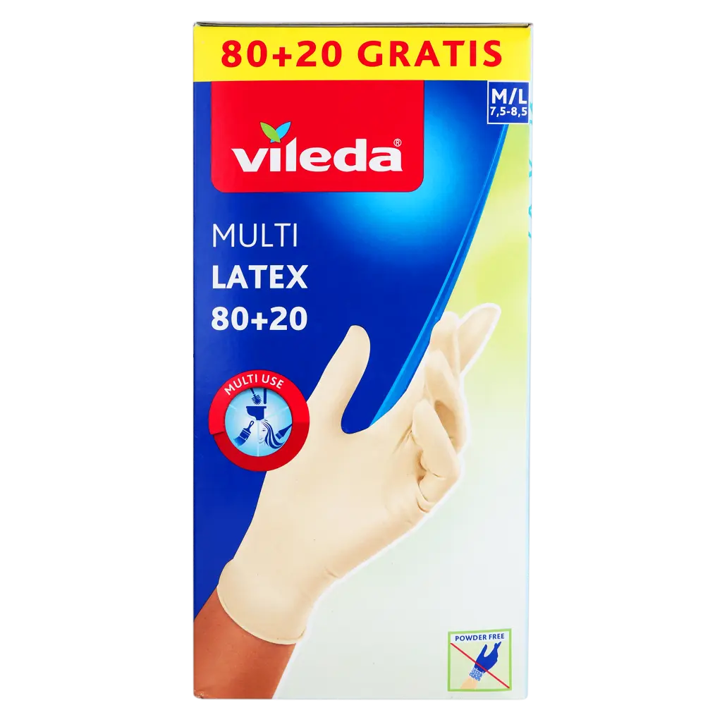 Vileda Latex Disposable Gloves 80+20 M/L size Powderfree Rubber Gloves - view 3