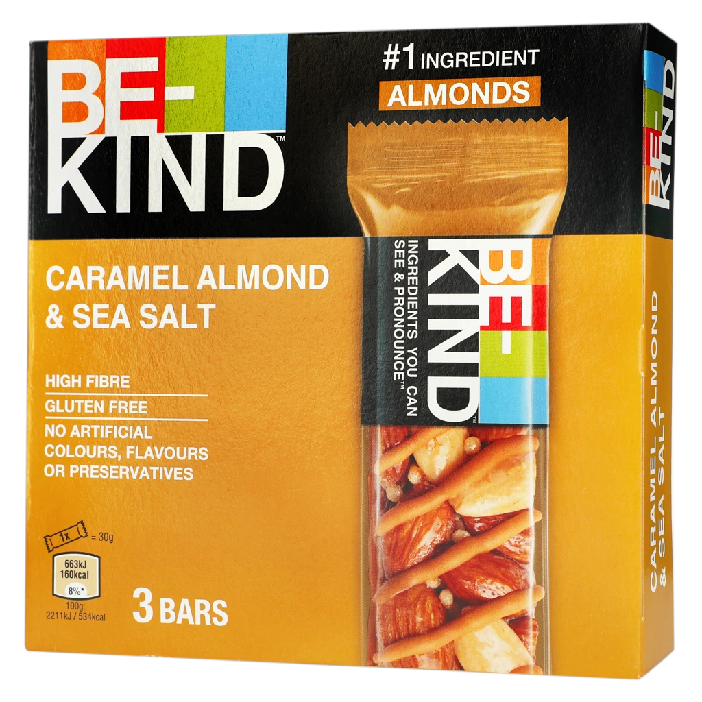Be Kind Caramel Almond & Sea Salt Bar Pack 3 x 30gr 
