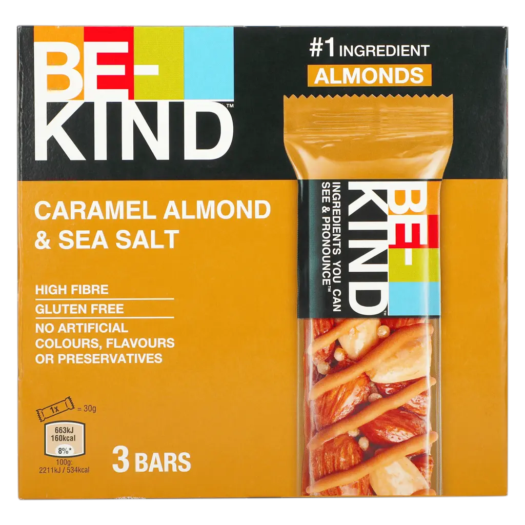 Be Kind Caramel Almond & Sea Salt Bar Pack 3 x 30gr  - view 2