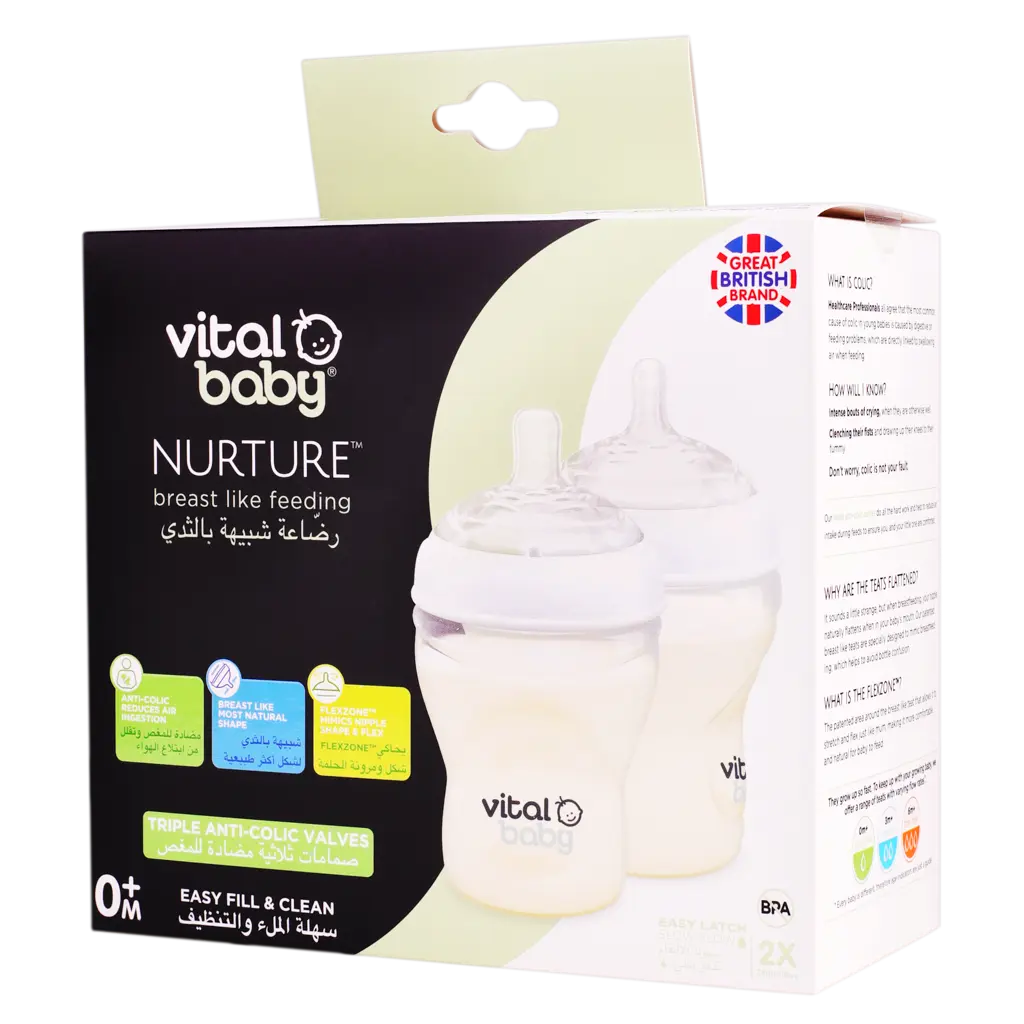 Vital Baby Nurture Breast Like Feeding Bottles 240ml  2 Pcs - view 1