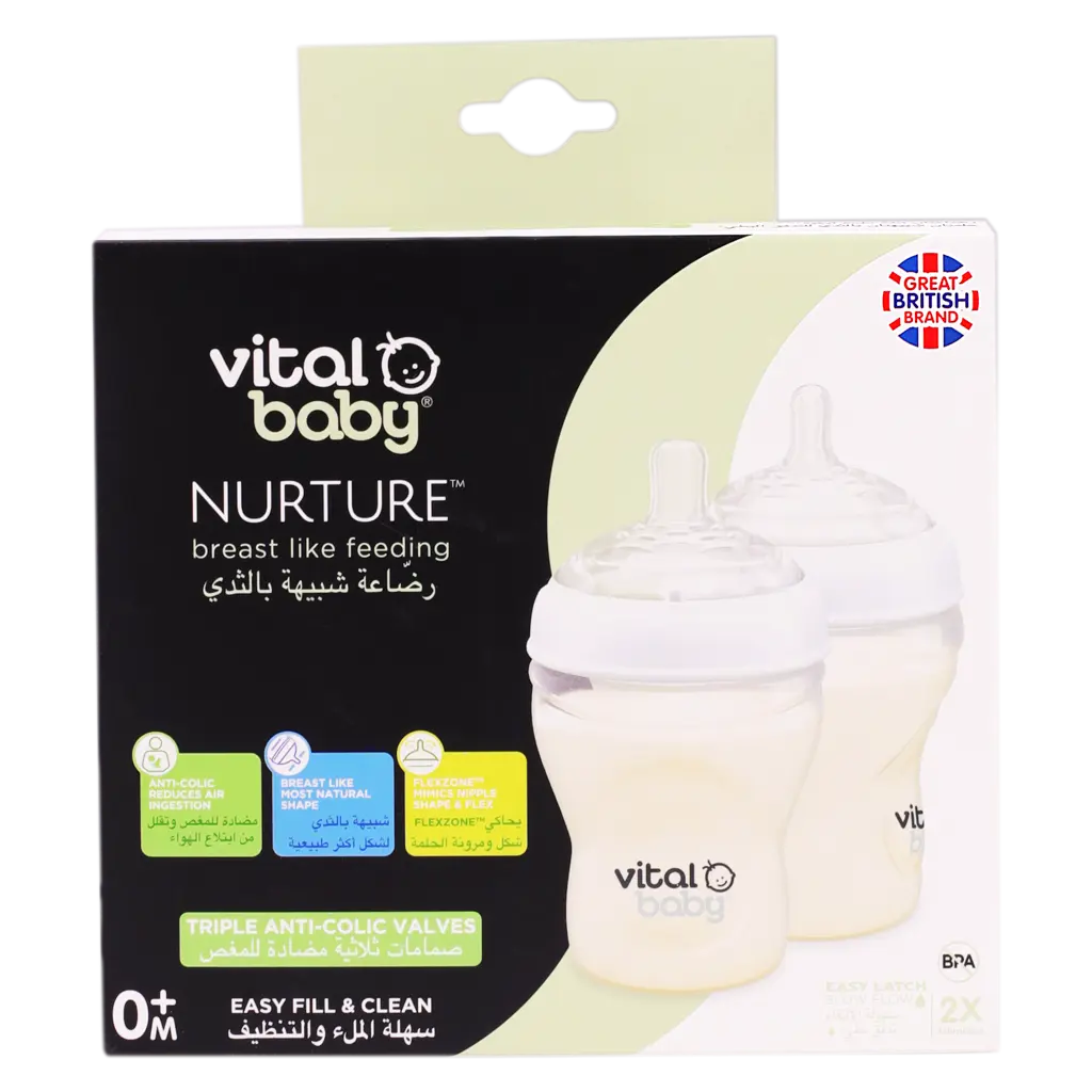 Vital Baby Nurture Breast Like Feeding Bottles 240ml  2 Pcs - view 2