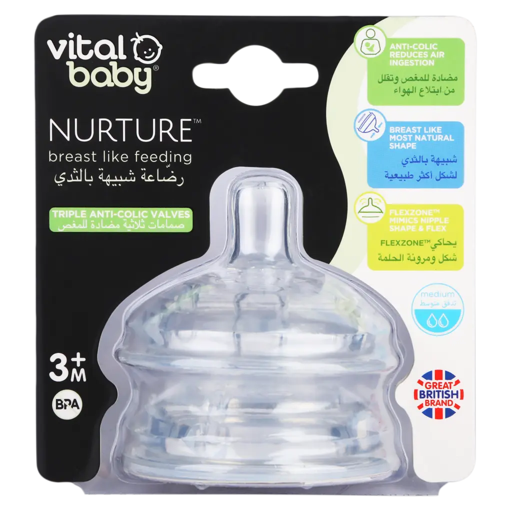 Vital Baby NURTURE breast like feeding teats medium flow 2 pack - view 1