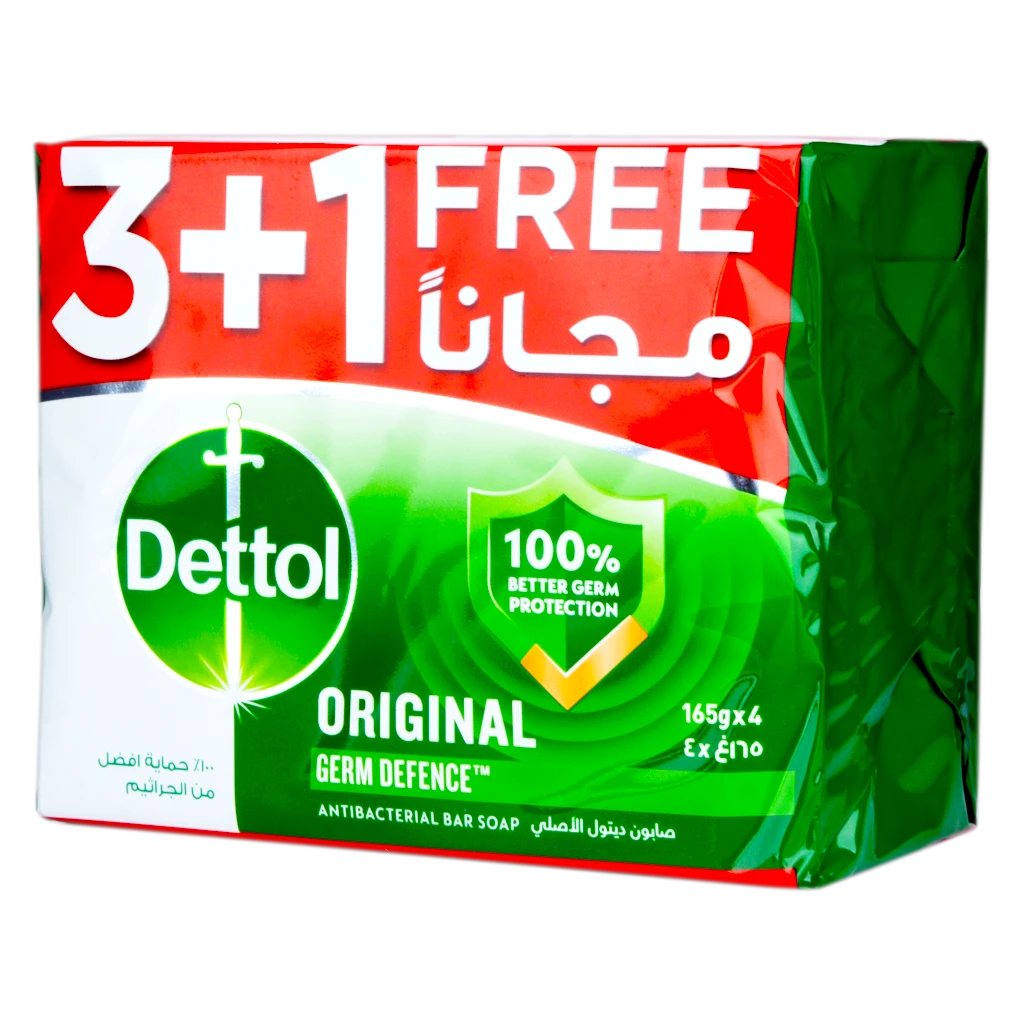 Dettol Original Antibacterial Bar Soap 165 gm 3+1 Free Pine