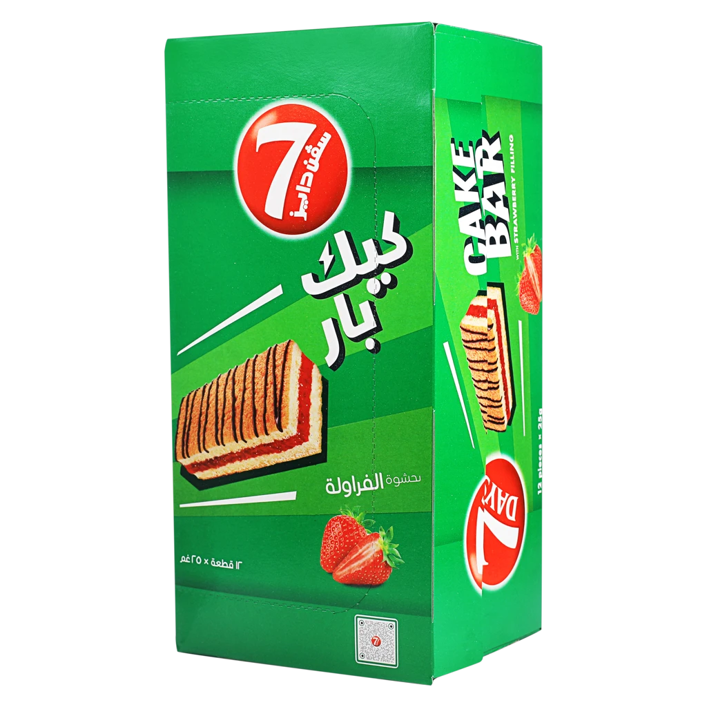 سفن دايز كيك بار بحشوة الفراولة علبة 12 حبة 25جم
