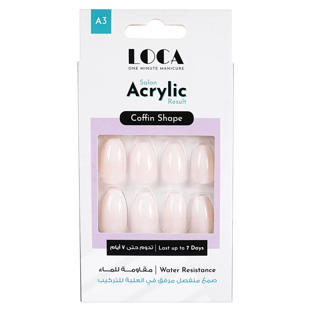 Loca Acrylic Nails A3-Coffin Shape Ombre Color