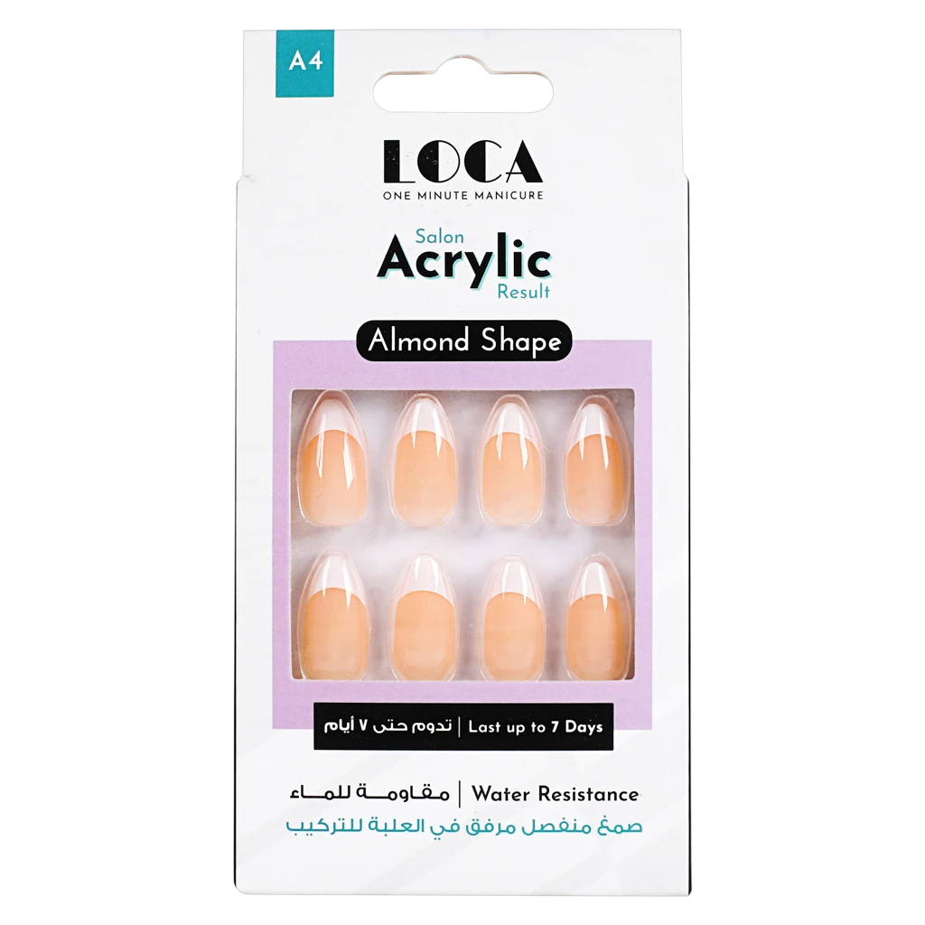 Loca Acrylic Nails A4-Almond Shape Natural French