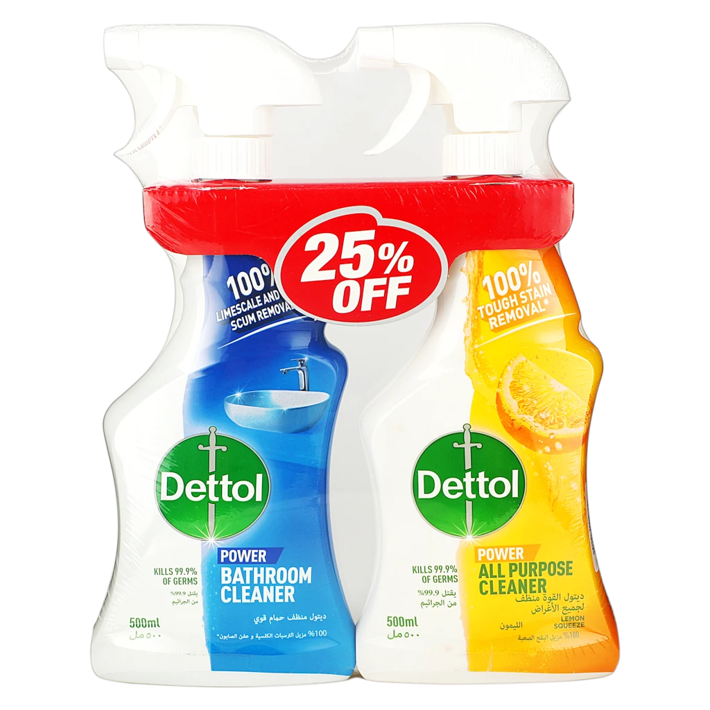 Dettol Power All Purpose Cleaner Spray Lemon 500 Ml +  Bathroom Cleaner Spray 500 Ml
