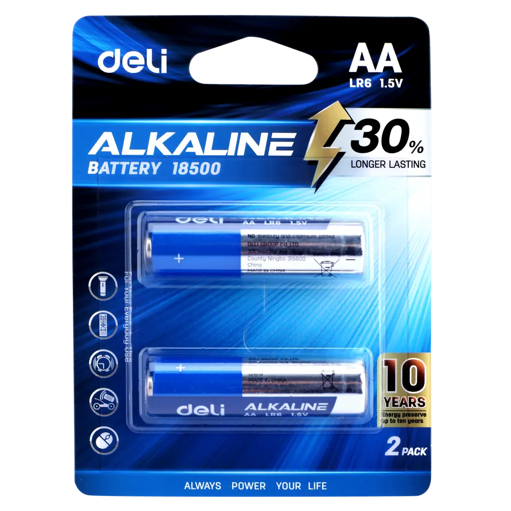 Deli Alkaline Battery AA 2 Pcs  - view 1