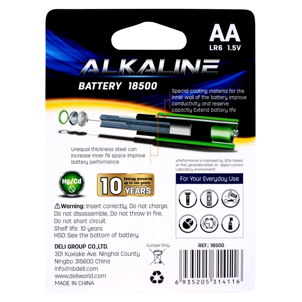 Deli Alkaline Battery AA 2 Pcs  - view 2