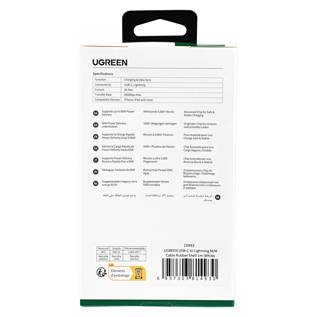 Ugreen Charging And Sync Data Cable Usb-C To Lightning 1 m White - view 5