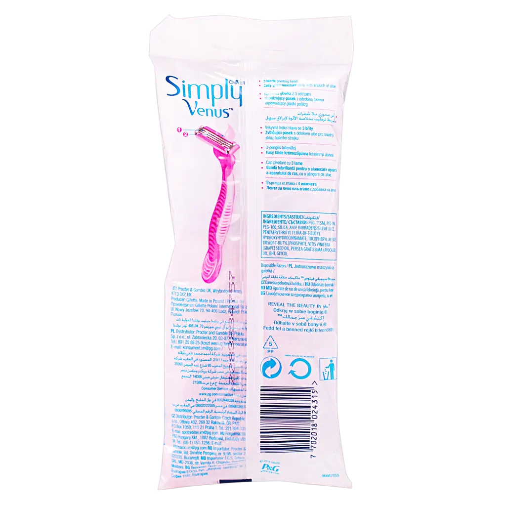 Gillette Simply Venus 3 Blade Razor For Women 4 Pcs - view 2