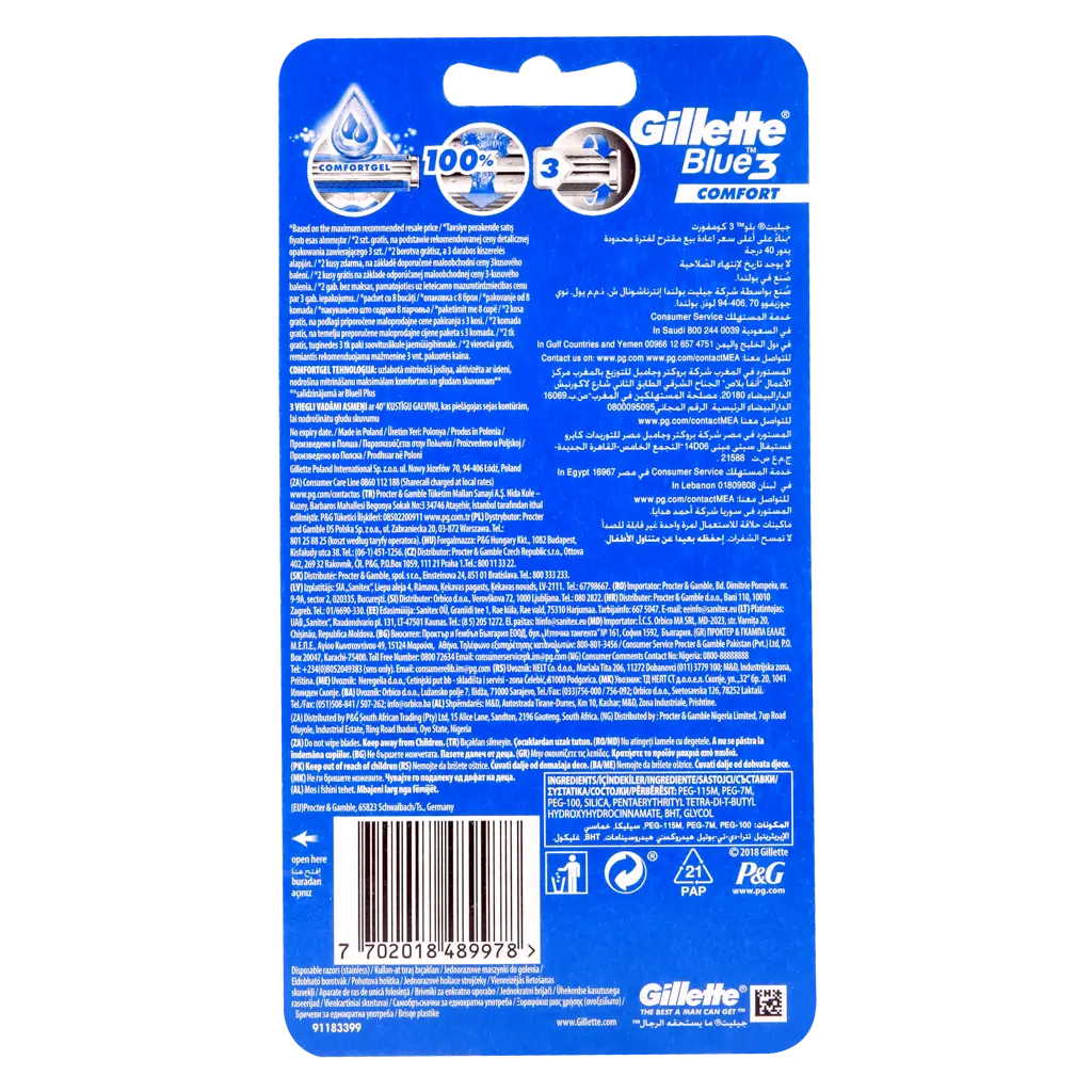 Gillette Blue 3 Shaving Razor 6 + 2 Free - view 2