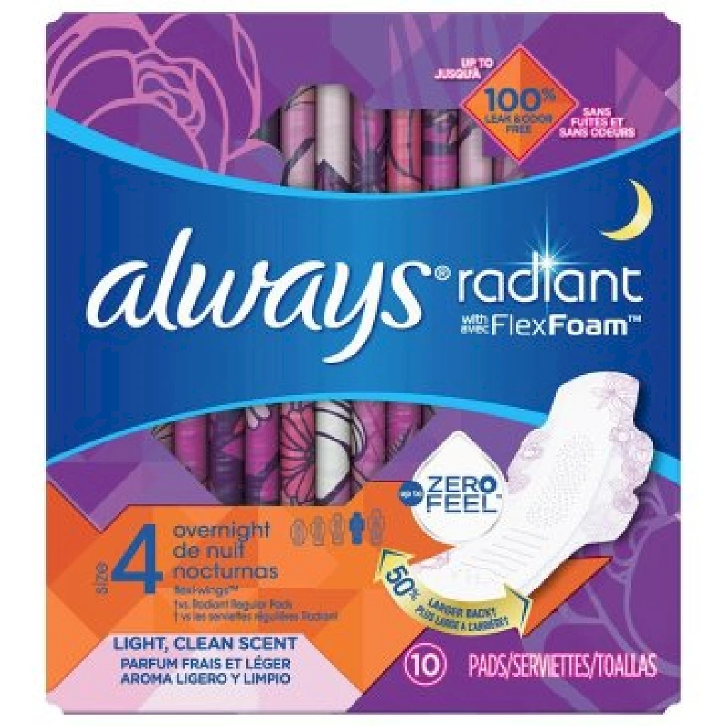 Always Infnity Radiant Overnight Pads 10'S