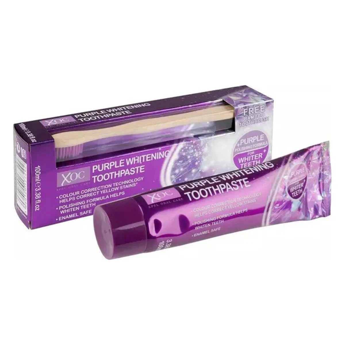 Xoc Purple Toothpaste With Free Bamboo Toothbrush 100 ml