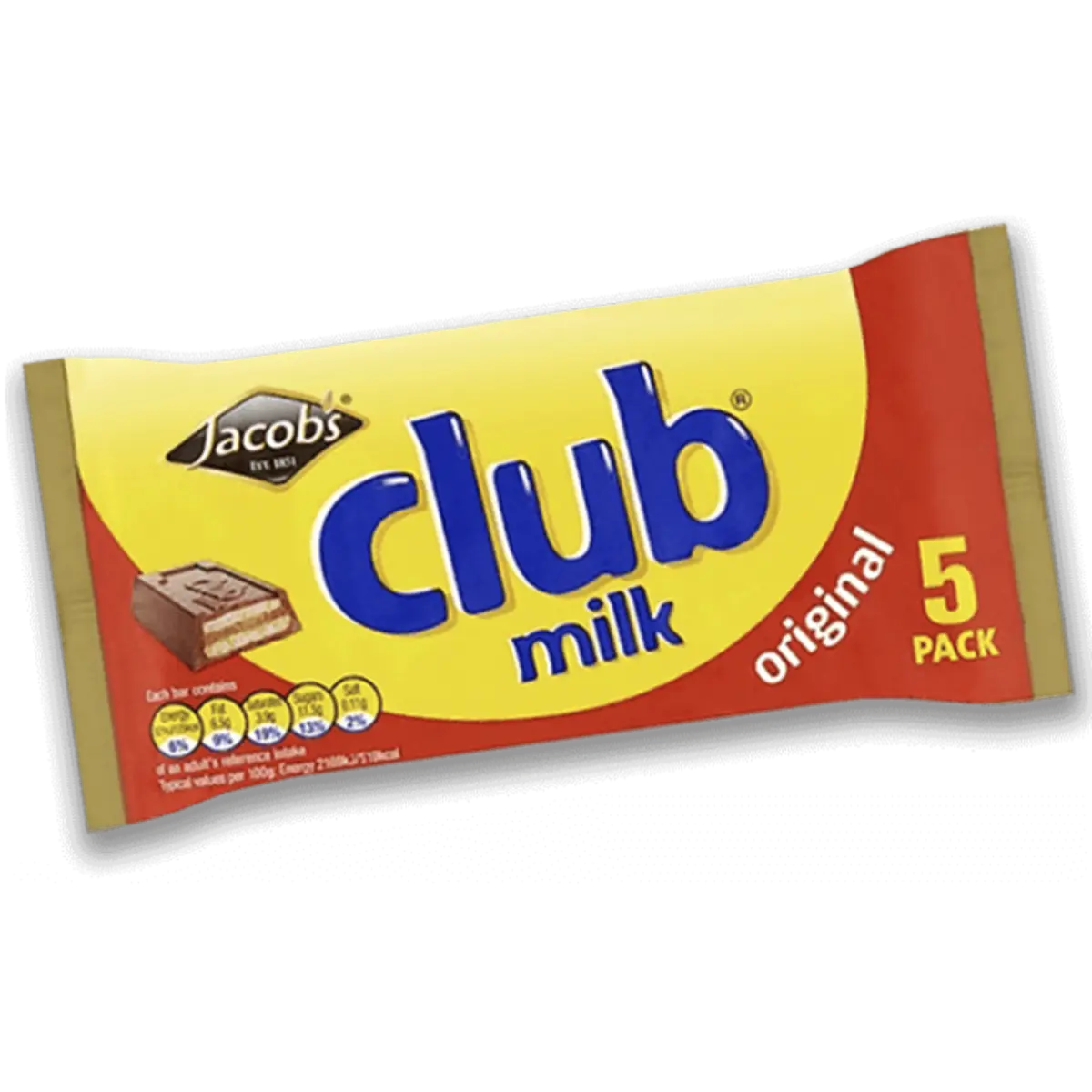 Jacobs Club Milk Chocolate 5 pcs 110 gm - view 1