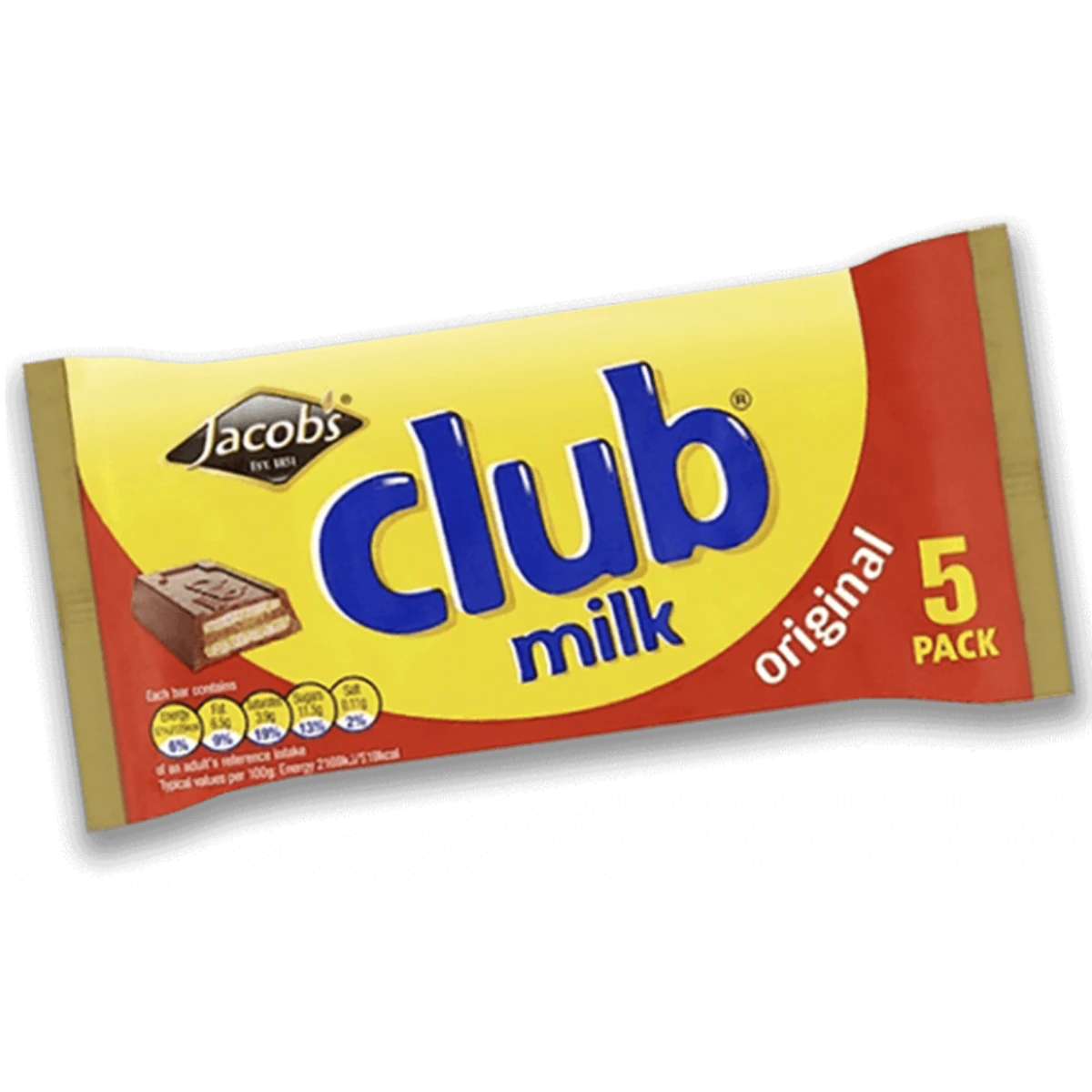 Jacobs Club Milk Chocolate 5 pcs 110 gm