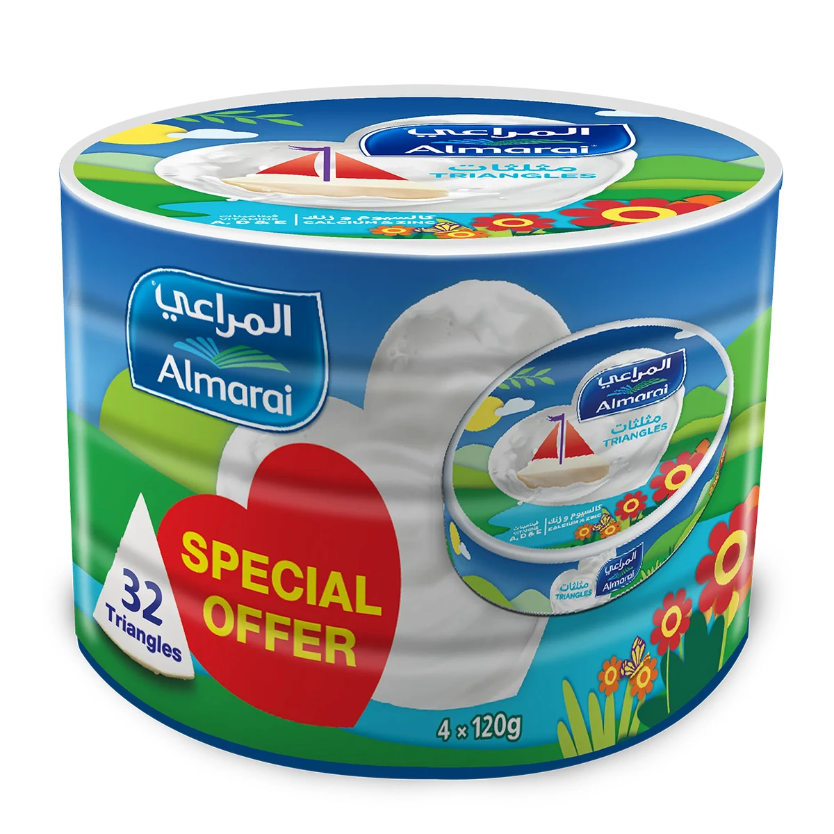 Almarai Triangle Cheese Kids 32 Portions 4 pcs 120 gm