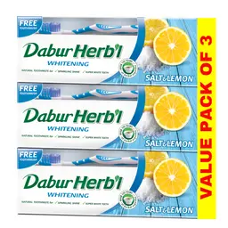 Dabur Herbal Whitening Natural Toothpaste 3X150 G + Toothbrush