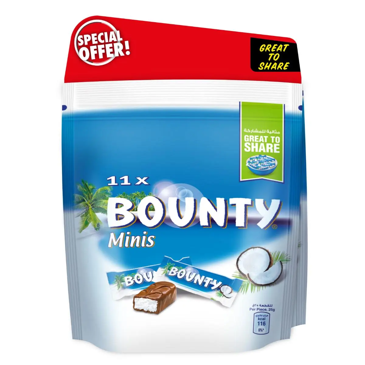 Bounty Minis Chocolate Pouch 11 Bars 275 gm 2 Packs - view 1