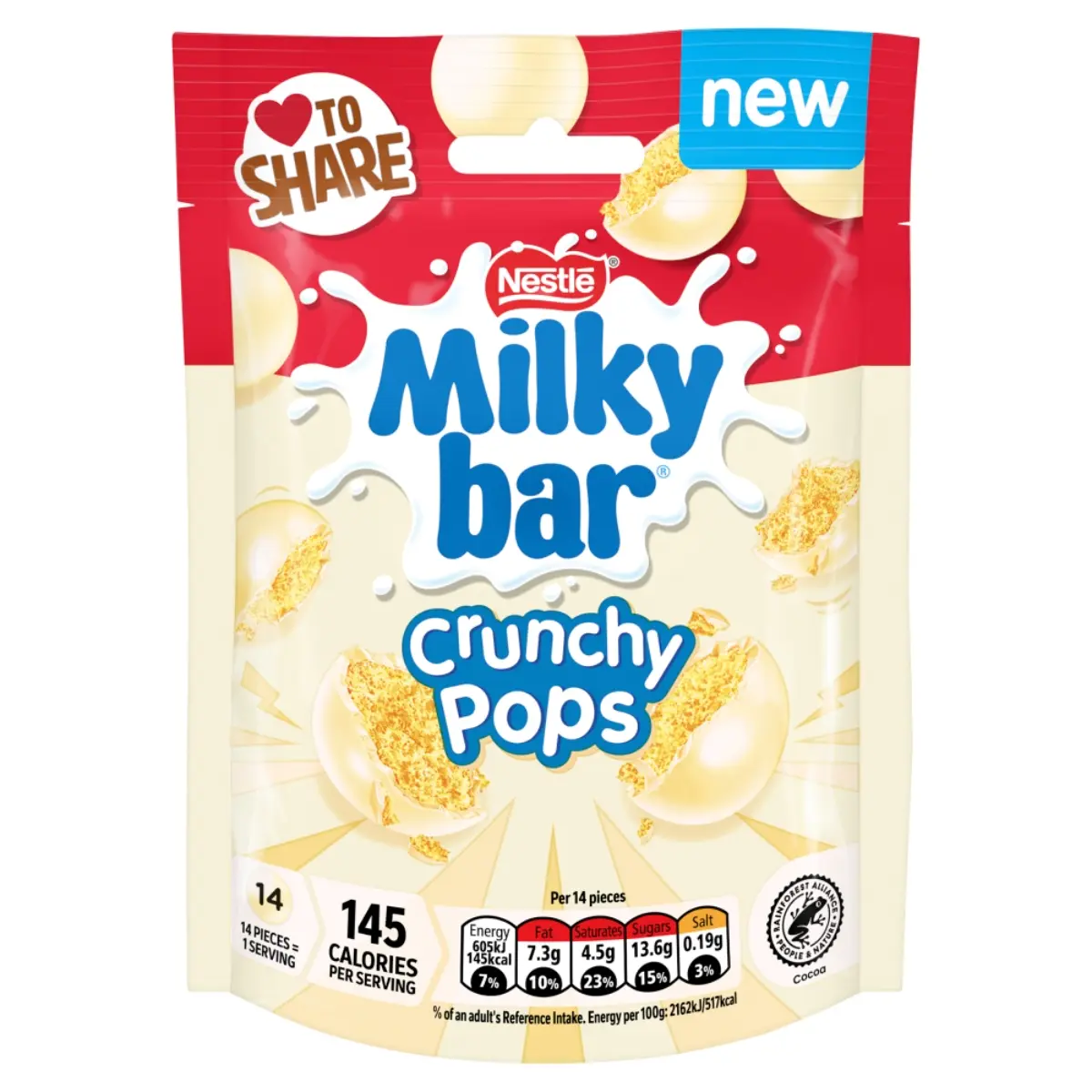 Nestle Milkybar Crunchy Pops Pouch 90 gm - view 1