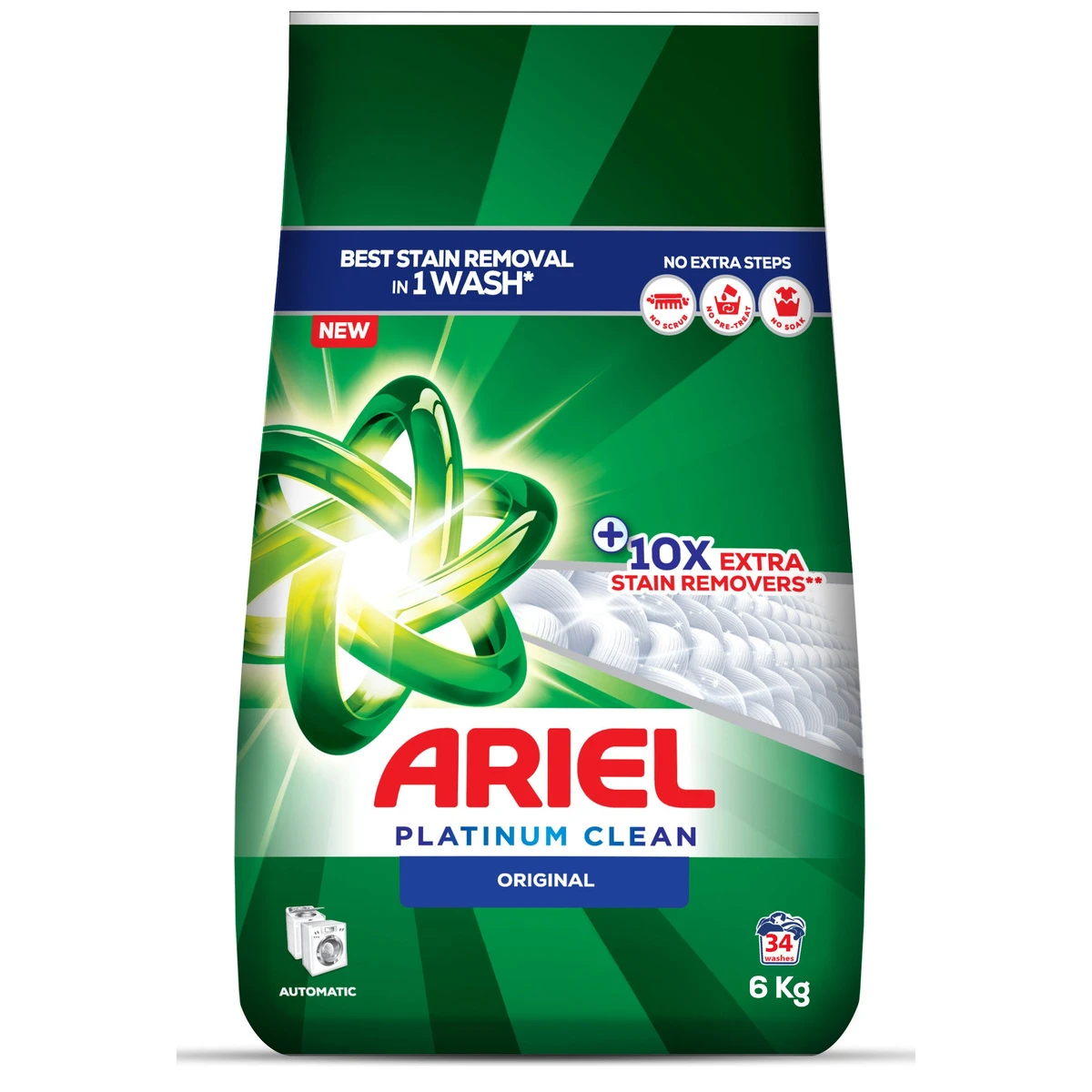 Ariel Power Clean Laundry Detergent Powder Original 6 kg