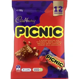 Cadbury Picnic Milk Chocolate Mini Bars 12 pcs 180 gm