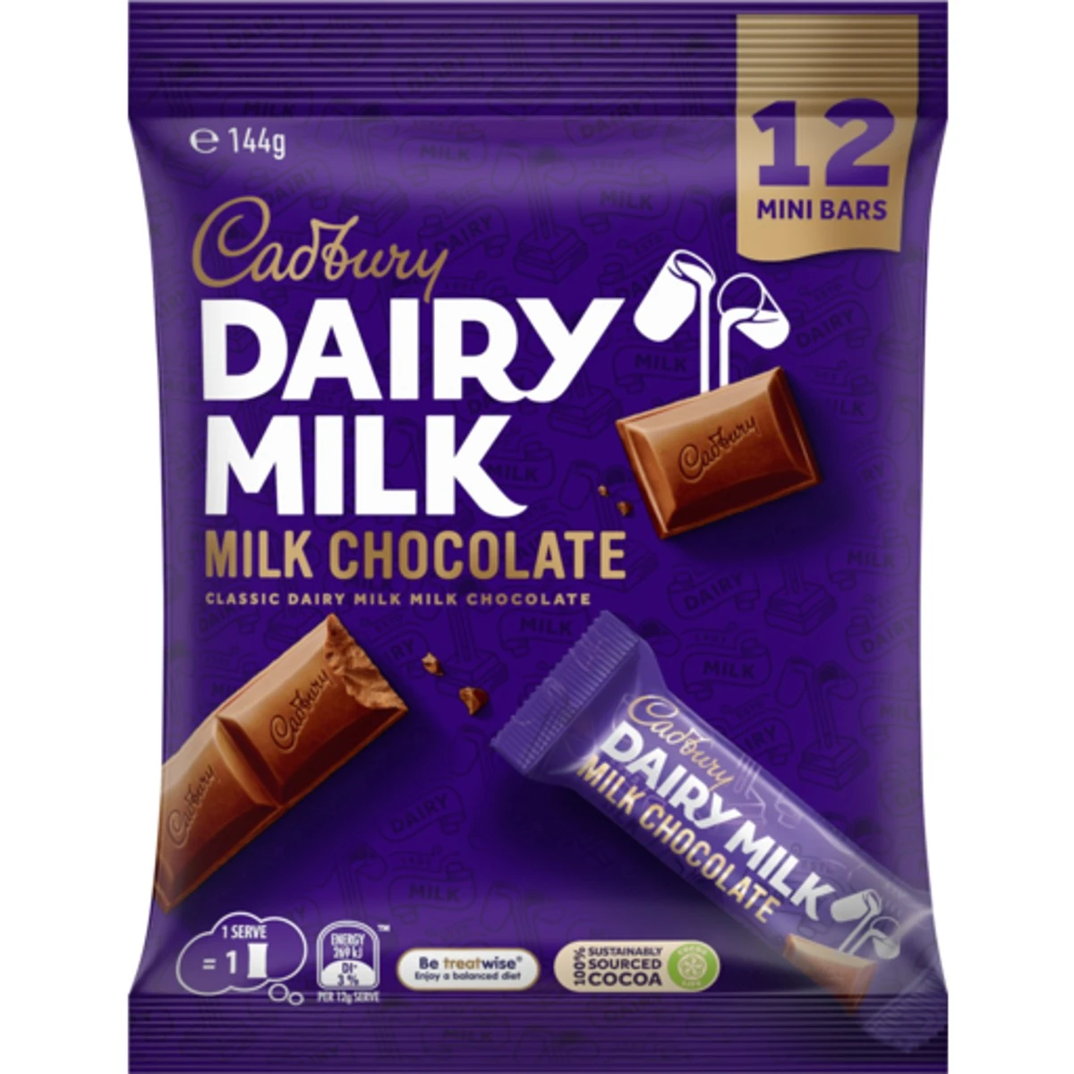 Cadbury Dairy Milk Chocolate Mini Bars 12 pcs 144 gm