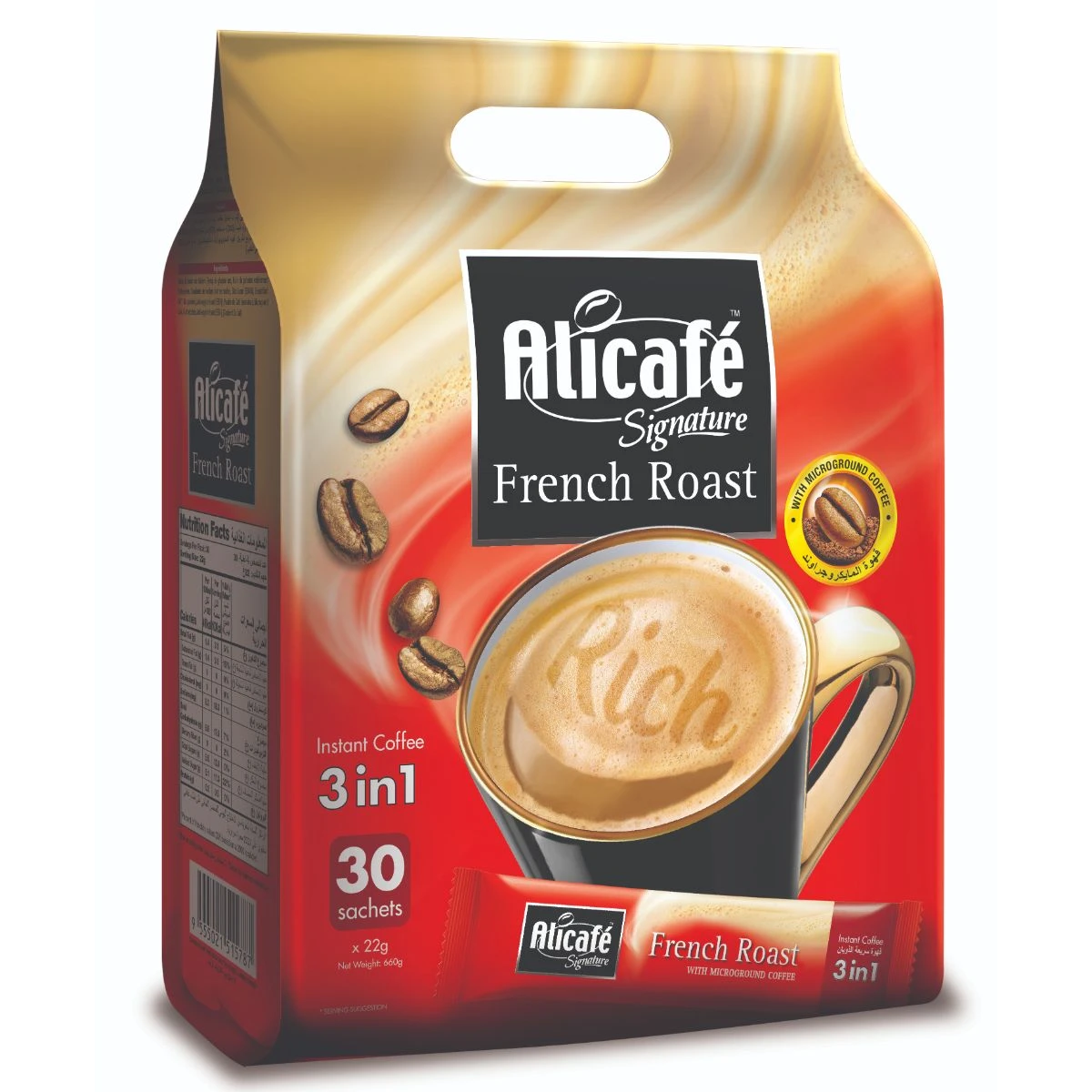 Ali Cafe 3 In 1 Signature French Roast Bag 30 Sachets 22 gm