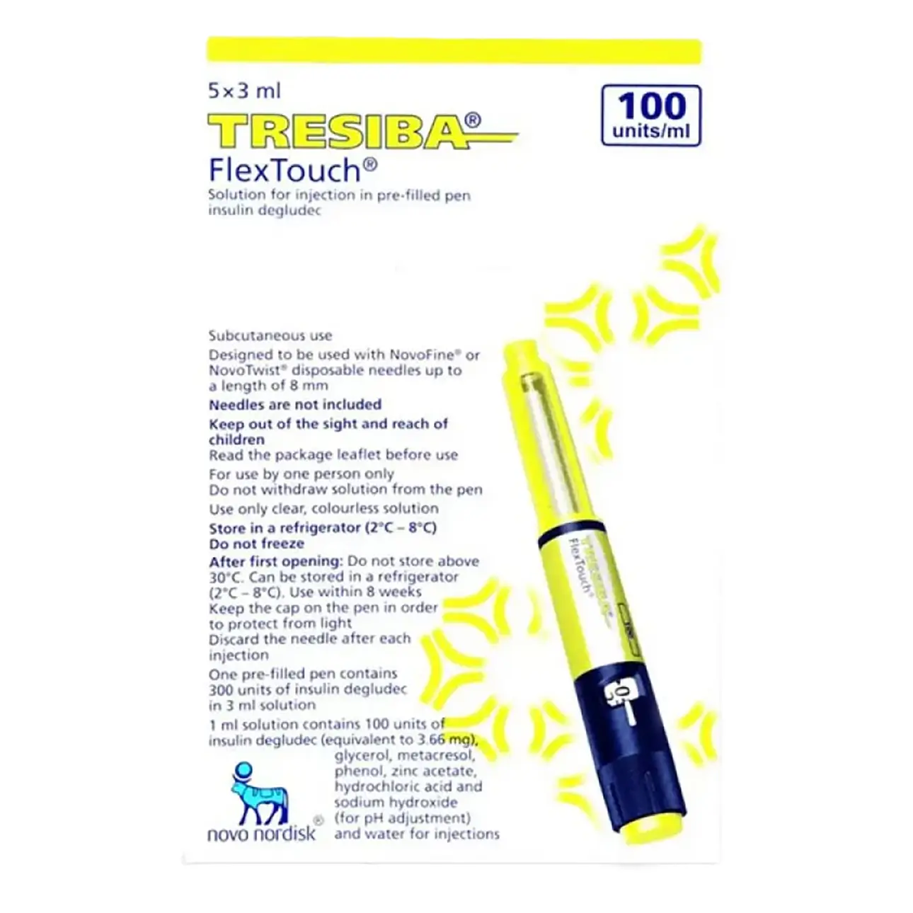 Tresiba Flex Touch 100iu/1ml 5 Pens 3ml - view 1