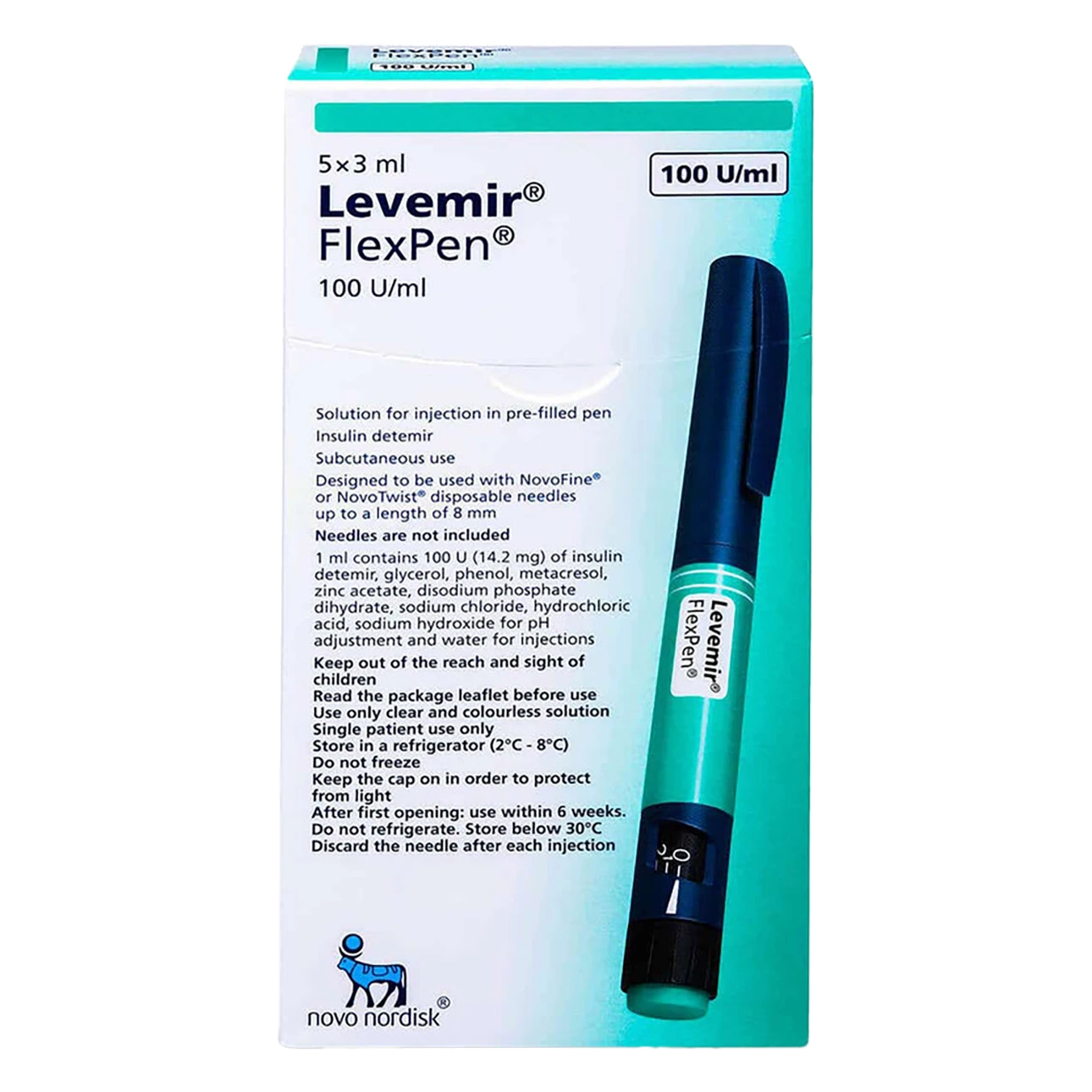 Levemir 100 IU/ml Flexpen 5 pens 3 ml