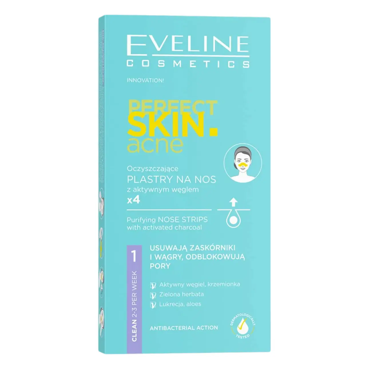 Eveline Perfect Skin Acne Purifying Charcoal Nose Strip 4 Pcs - view 1
