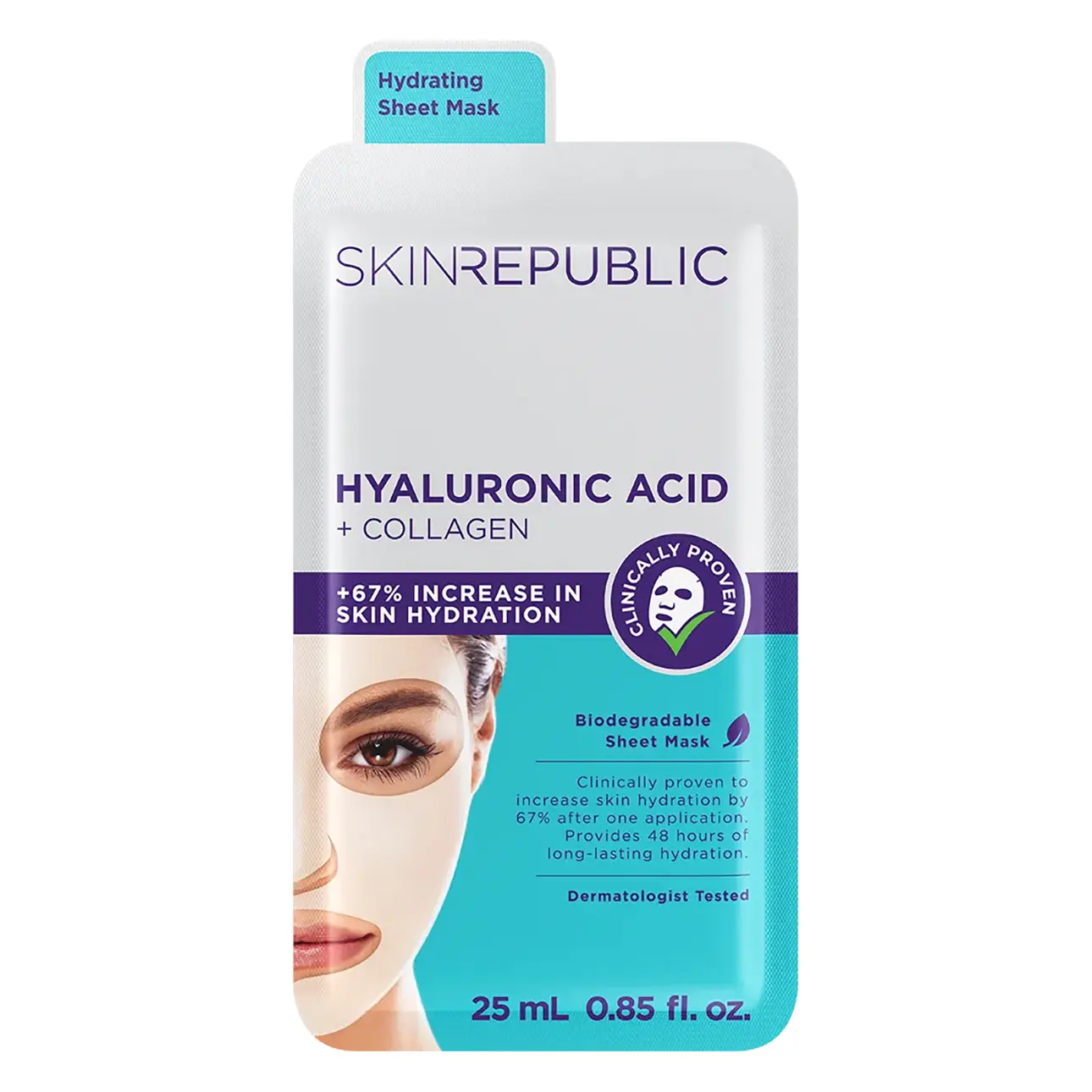 Skin Republic Hyaluronic Acid & Collagen Long Lasting Hydration Face Mask - view 2