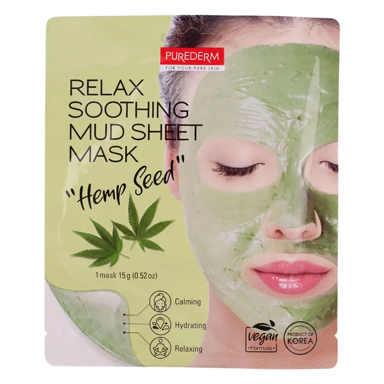 Purederm Relax Soothing Mud Sheet Mask Hemp Seed