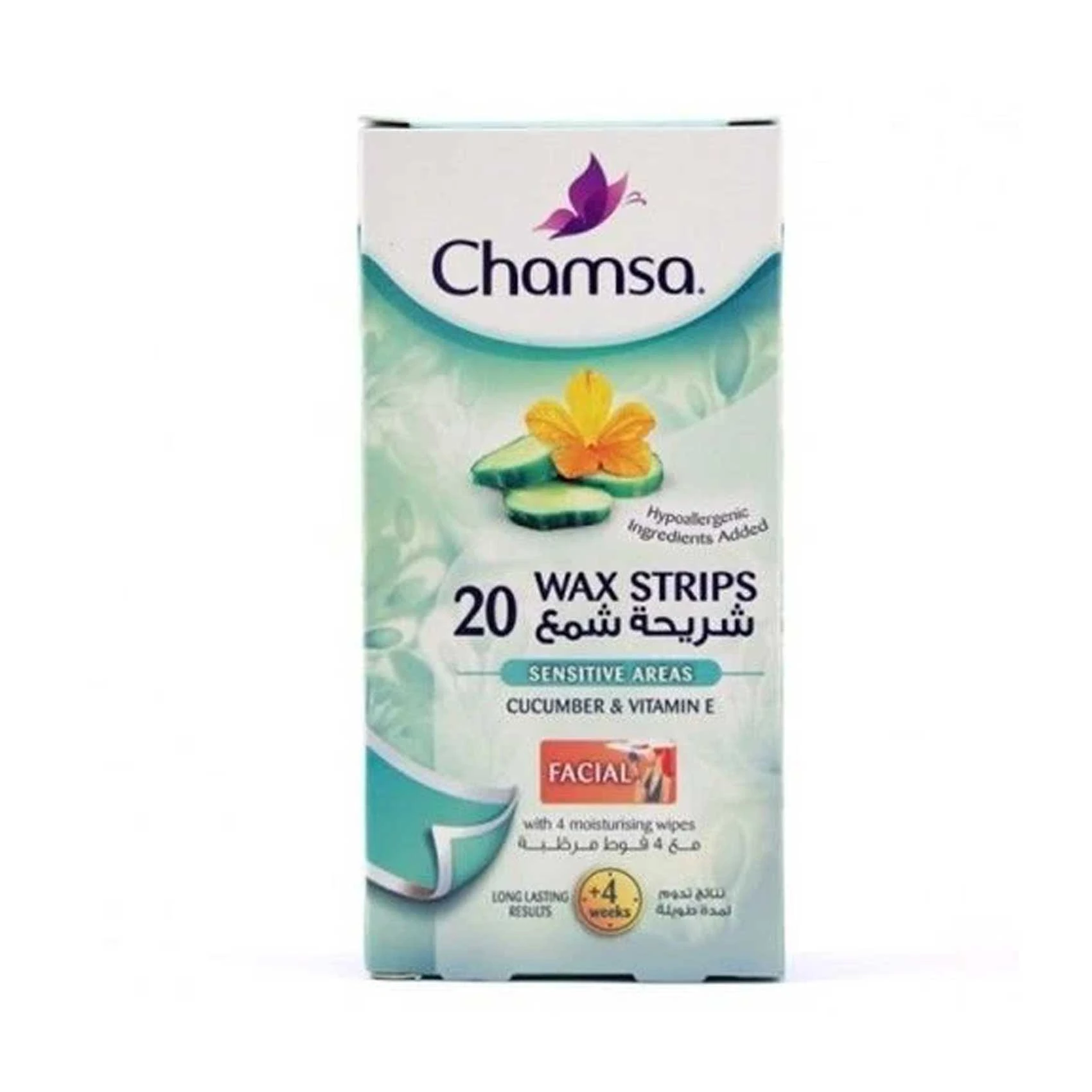 Chamsa Facial Wax Strips Cucumber & Vitamin E 20's 