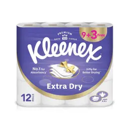 Kleenex Extra Dry Toilet Tissue Paper 3Ply 140 Sheets 9+3 Free