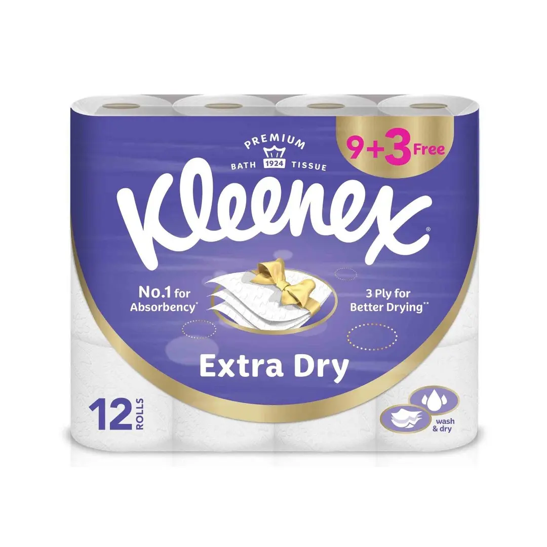 Kleenex Extra Dry Toilet Tissue Paper 3Ply 140 Sheets 9+3 Free - view 1