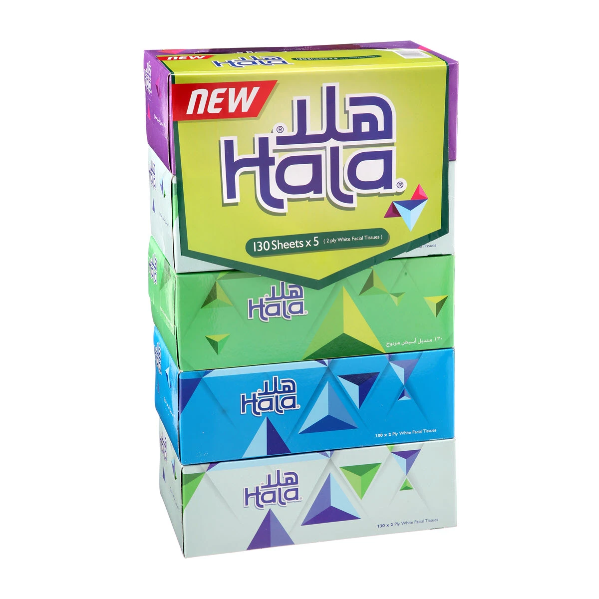 Hala White 2Ply Facial Tissue Box 5 pcs 130 heets