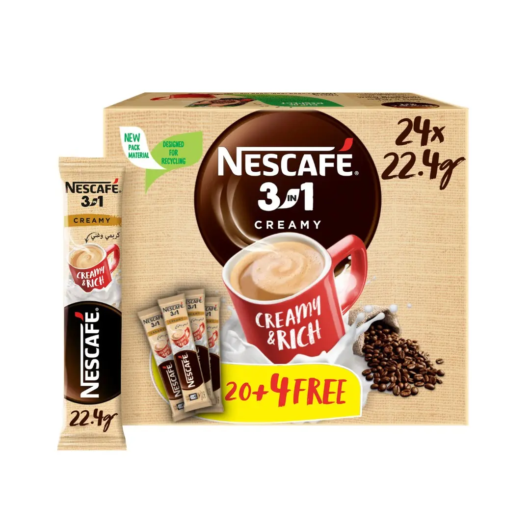 Nescafe 3In1 Creamy & Rich Instant Coffee Sticks Box 20+4X22.4 gm - view 1
