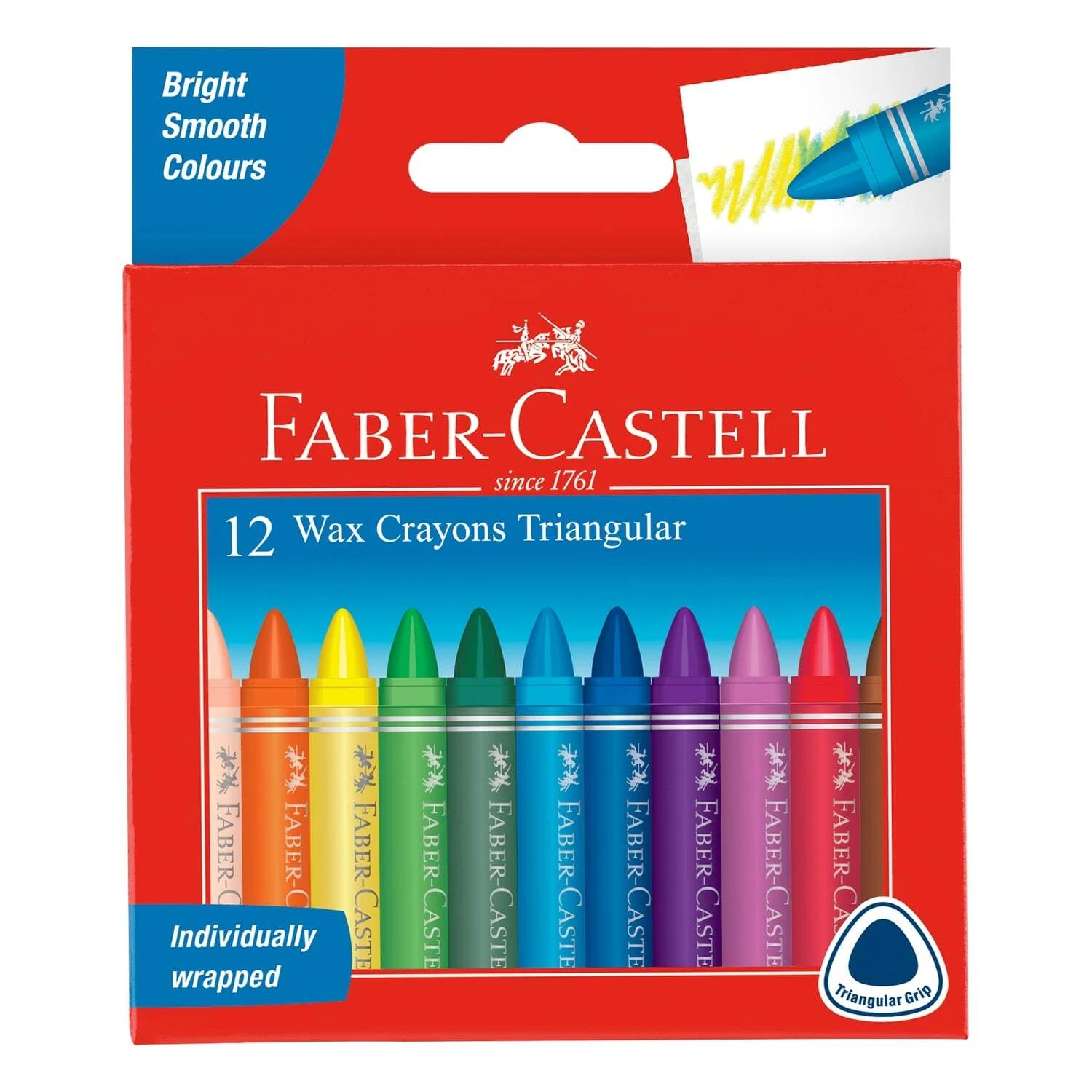 Faber Castell Triangular Wax Crayons 12'S