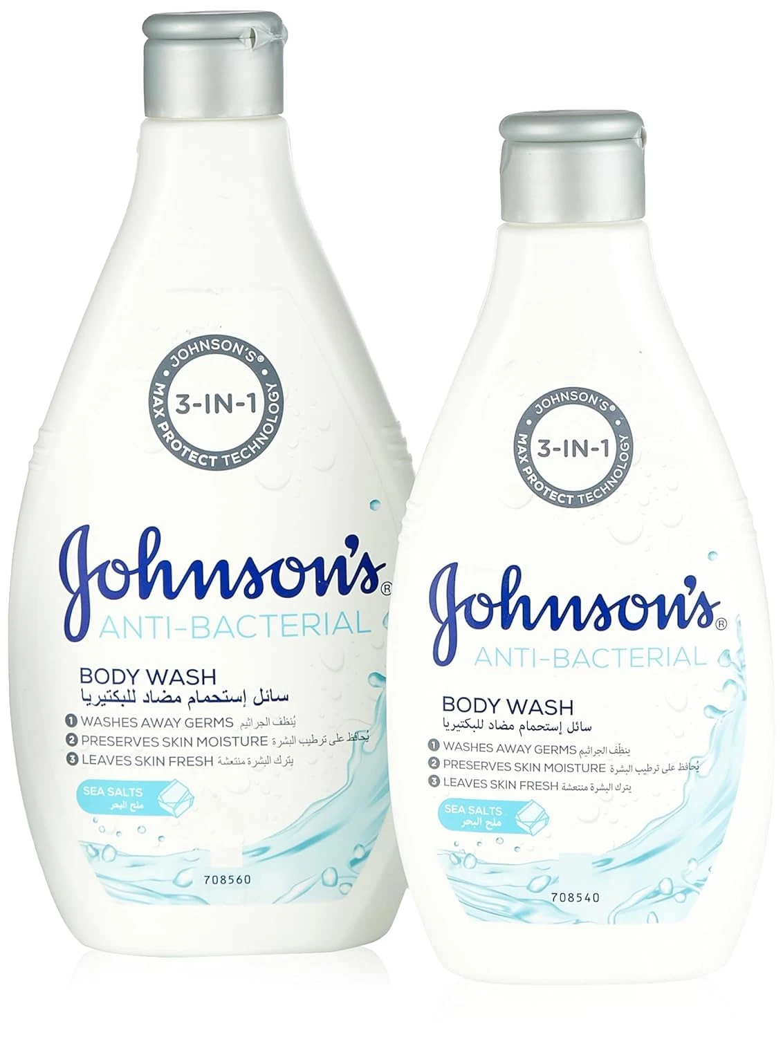 Johnsons Anti-Bacterial Body Wash Sea Salt, 400ml + 250 ml Free